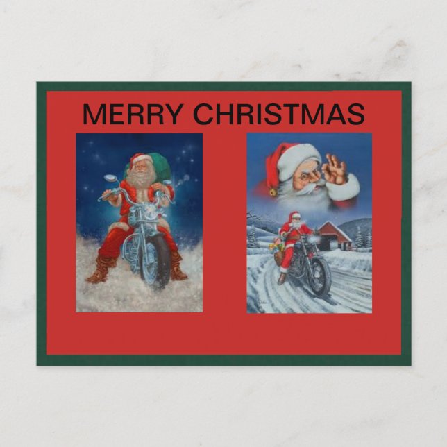 Santas sur les motocyclettes carte postale (Devant)