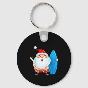 Santa's Surfing, Santa Christmas In July Keychain