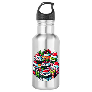 Santa's Sushi Delight - Festive Christmas Art 532 Ml Water Bottle