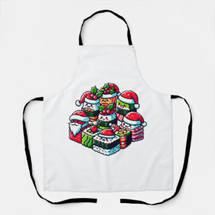 Santa's Sushi Delight - Festive Christmas Art Apron