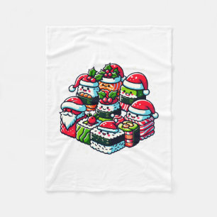 Santa's Sushi Delight - Festive Christmas Art Fleece Blanket