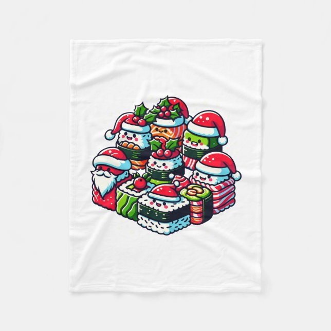 Santa's Sushi Delight - Festive Christmas Art Fleece Blanket (Front)
