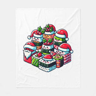 Santa's Sushi Delight - Festive Christmas Art Fleece Blanket