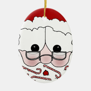 Santa's Sweet Cheeks-Candy Cane Beard Ceramic Ornament