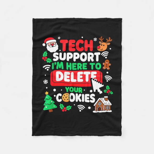 Santa's Tech Suprt Rebooting Christmas Computer Me Fleece Blanket (Front)
