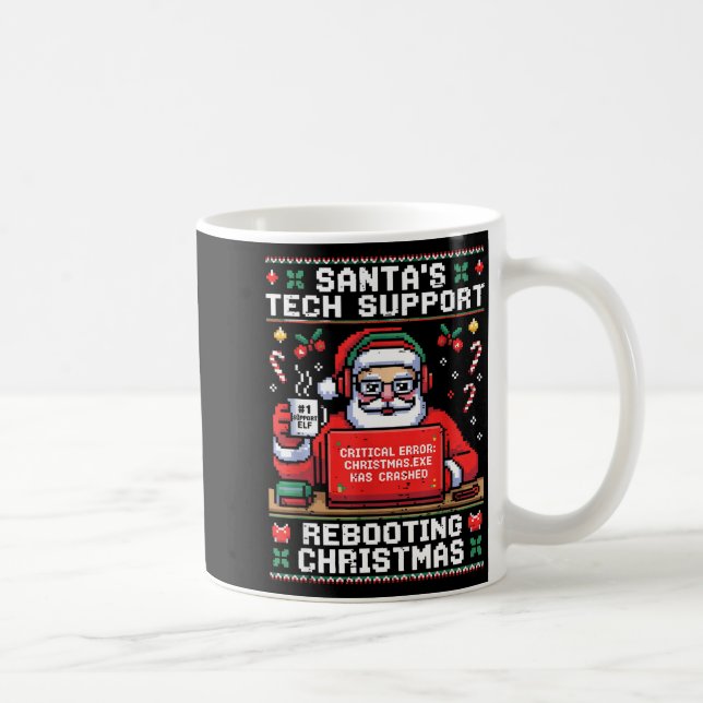 Santa's Tech Suprt Rebooting Christmas Ugly Santa  Coffee Mug (Right)