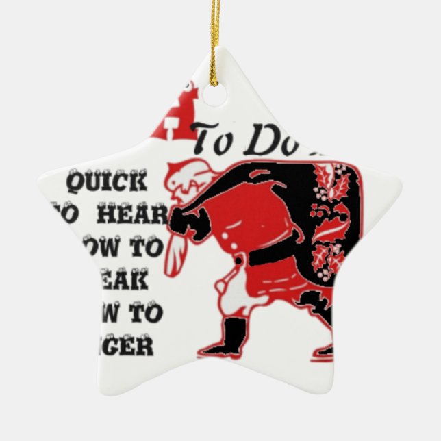 Santa's To-Do List Collection. Ceramic Ornament (Front)