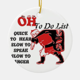 Santa's To-Do List Collection. Ceramic Ornament
