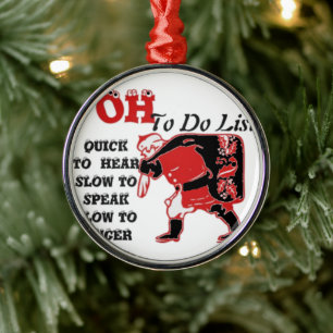 Santa's To-Do List Collection. Metal Ornament