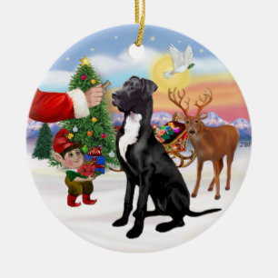 Santas Treat - Black Great Dane Ceramic Ornament