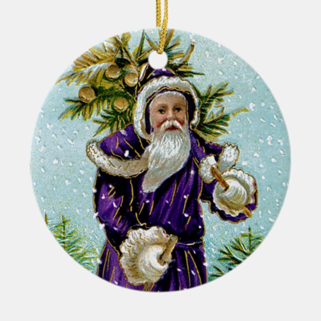 Santa's Tree Ceramic Ornament (Front)
