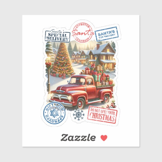 Santa's Truck & Tree: Festive Scene (Sheet)