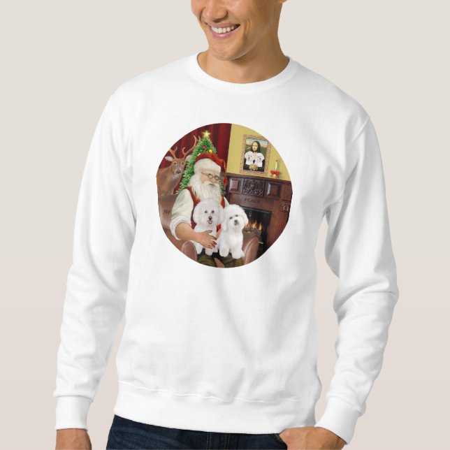 Santa's Two Bichon Frise Sweatshirt (Front)