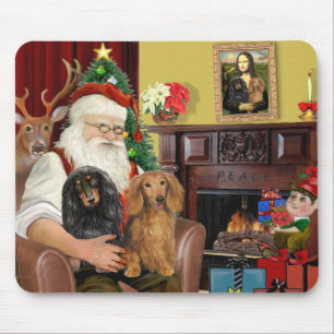 Santa's Two Long Haired Dachshunds Mouse Pad