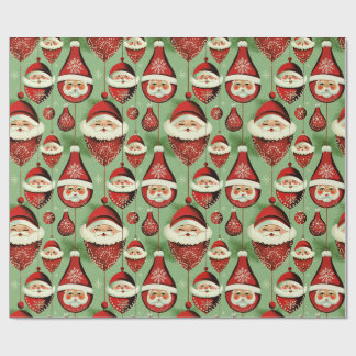 Santa's Vintage Ornament Delight Wrapping Paper