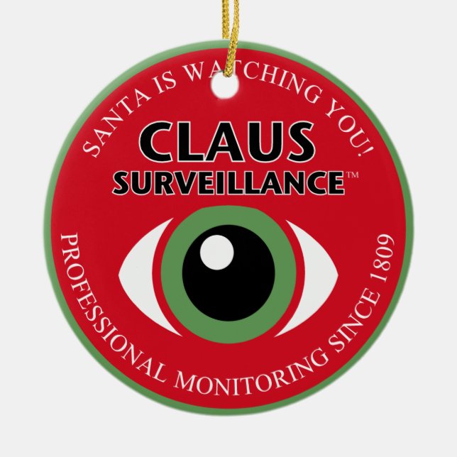 Santa's Watching Ceramic Ornament (Front)