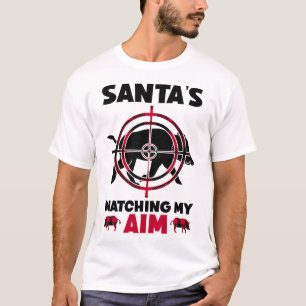 Santa's Watching My Aim - Boar Hog Hunting  T-Shirt