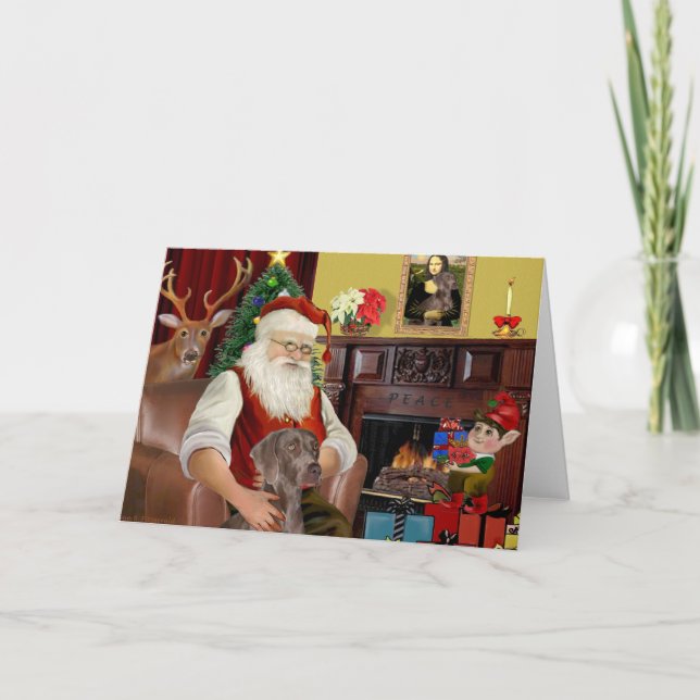 Santa's Weimaraner (N) Holiday Card (Front)