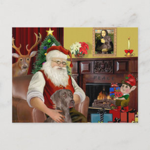 Santa's Weimaraner (N) Holiday Postcard