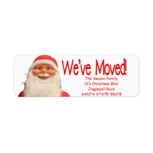 Santa's We've Moved Christmas label