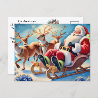 Santa's Whimsical Festive Palette: Personalize the Holiday Postcard