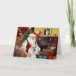 Santa's White Standard Poodle Holiday Card