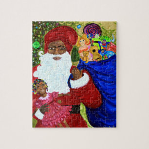 Santa's Wish Puzzle w Collectable Box -Black Santa