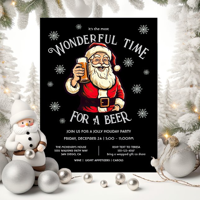 Santa's Wonderful Time for Beer Christmas Party Invitation (Creator Uploaded)