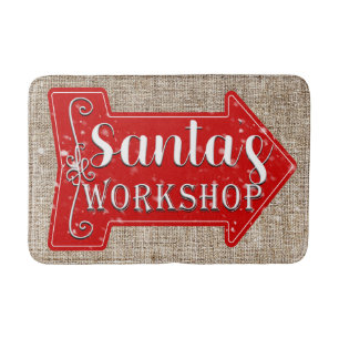 Santa's Workshop Arrow Rustic Christmas Holiday Bath Mat