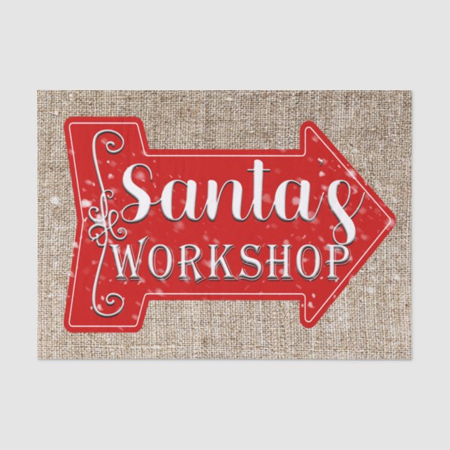 Santa's Workshop Arrow Rustic Christmas Holiday Tissue Paper (Front)
