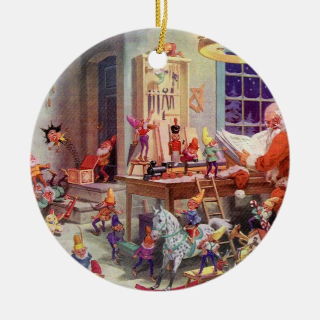 Santas Workshop Ceramic Ornament (Front)