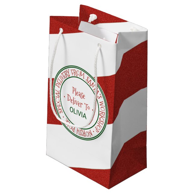 Santa's Workshop Christmas Small Gift Bag (Back Angled)