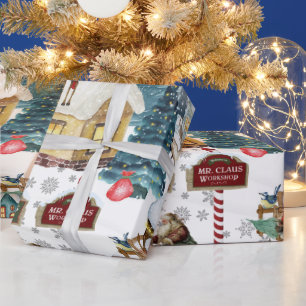 Santa's Workshop Festive North Pole Christmas   Wrapping Paper