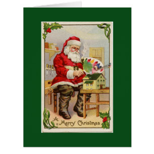Santa's Workshop Green BIG Greeting Card