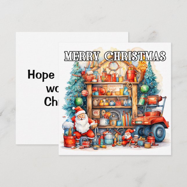 Santa's Workshop | Merry Christmas Holiday Card (Front/Back)