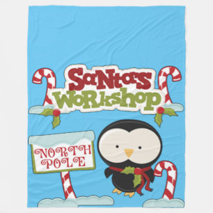 Santa's Workshop Penguin Fleece Blanket