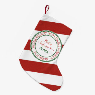 Santa's Workshop Personalized Name Small Christmas Stocking