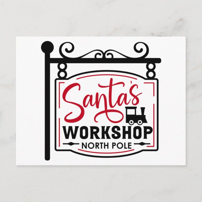 Santa's Workshop Sign Holiday Postcard (Front)