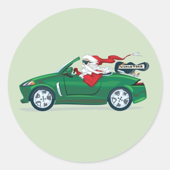 Santa's World Tour Convertible Classic Round Sticker (Front)