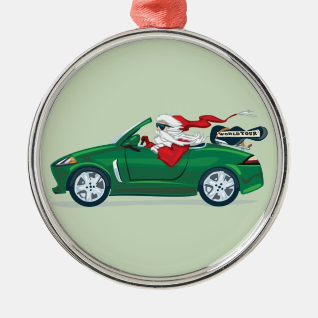 Santa's World Tour Convertible Metal Ornament (Front)