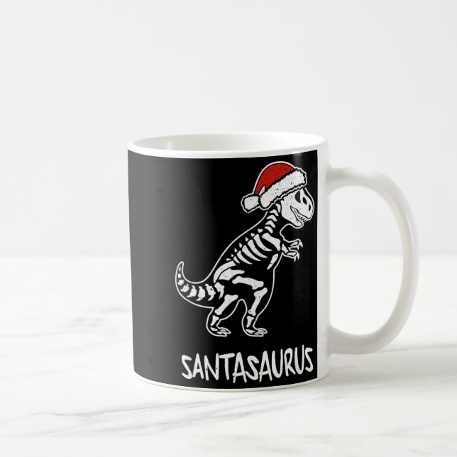 Santasaurus Dinosaur Skeleton Christmas T Rex  Coffee Mug (Right)