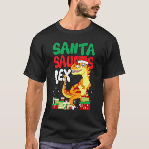 Santasaurus Rex  Christmas Rex Dinosaur Santa Kids T-Shirt