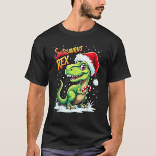 Santasaurus Rex Funny Dinosaur xmas Santa Hat Cand T-Shirt