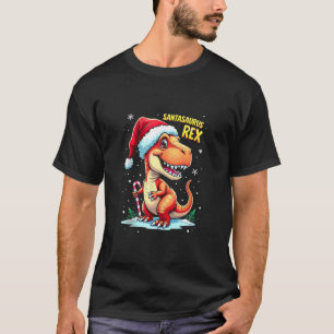 Santasaurus Rex Funny Dinosaur xmas Santa Hat Cand T-Shirt