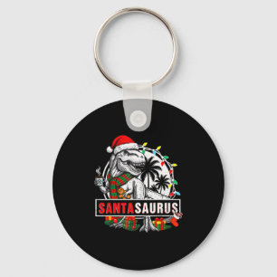 Santasaurus T Rex Dinosaur Funny Santa Saurus Funn Keychain