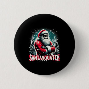 Santasquatch Funny Bigfoot Santa Christmas Art 2 Inch Round Button