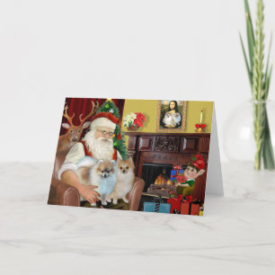 Santa'sTwo Pomeranians Holiday Card