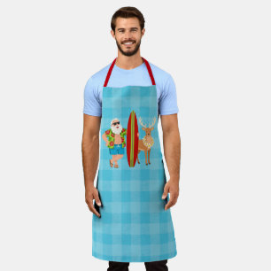 SantaSurf: Festive Tropics Hawaiian Holiday Santa  Apron