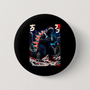 Santazilla Japanese Monster Kaiju Dinosaur Christm 2 Inch Round Button