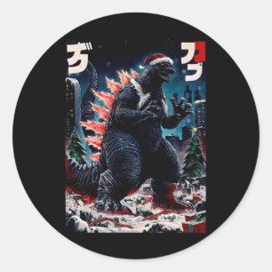 Santazilla Japanese Monster Kaiju Dinosaur Christm Classic Round Sticker